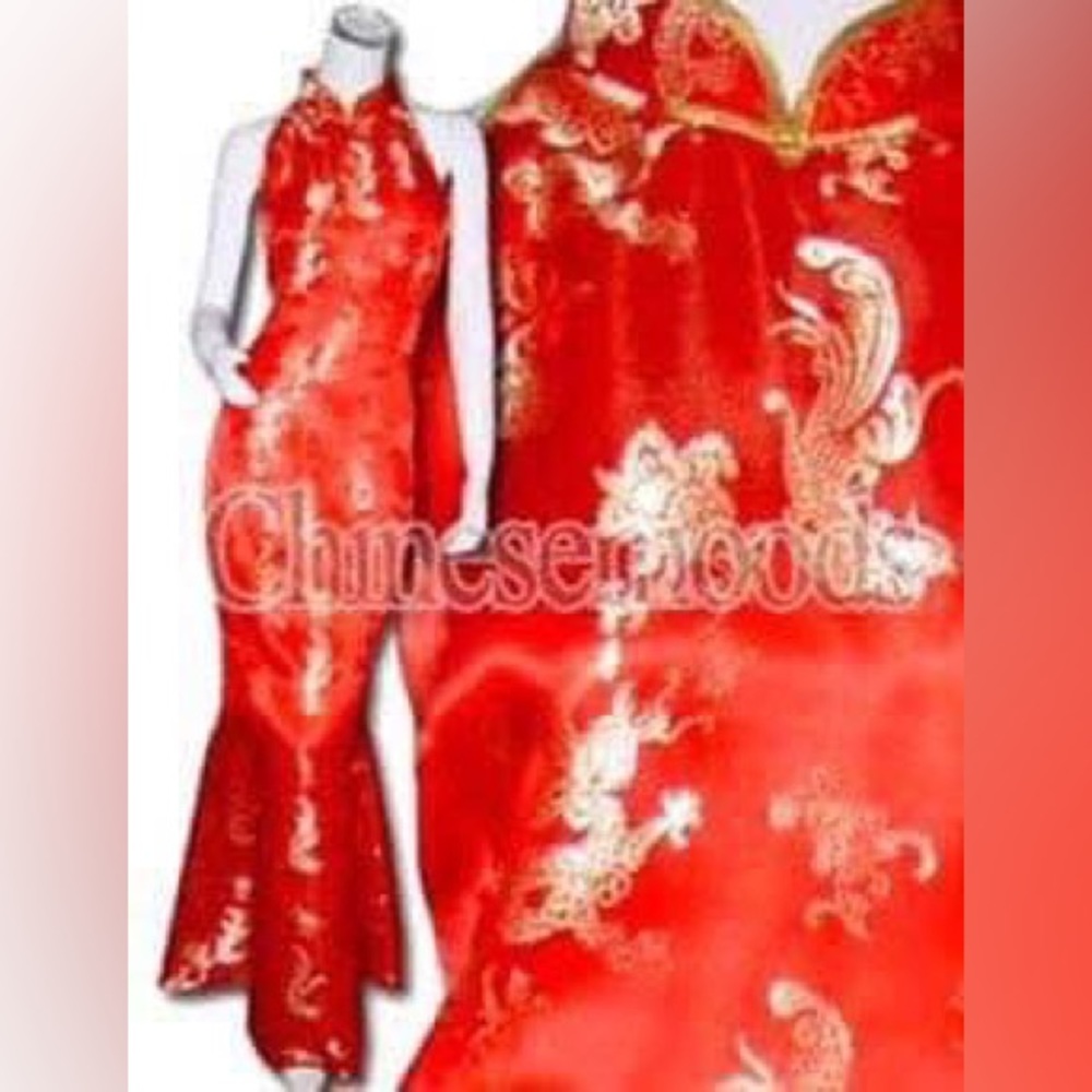 Dragon and Phoenix Sleeveless Long Qi Pao (Cheongsam)